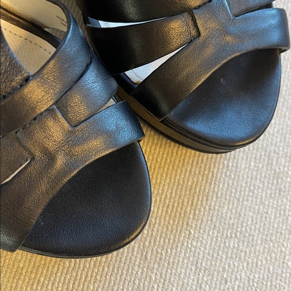 COACH Catalina Black Leather Wedge Sandals | NEW | Size 8 - Picture 6 of 11